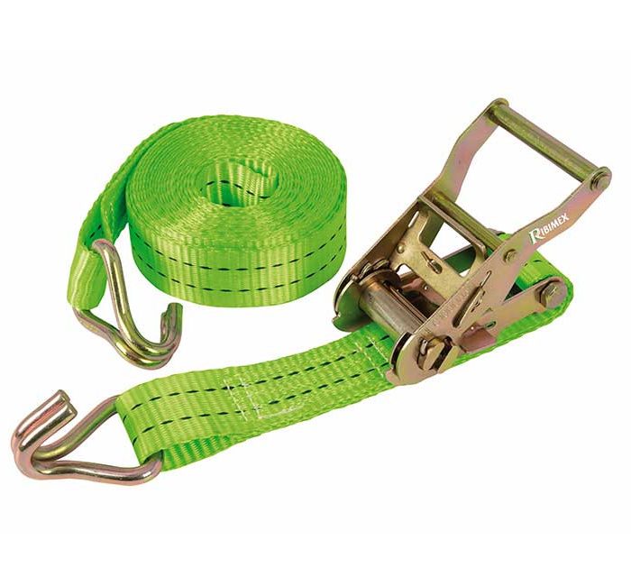 Sangle d'arrimage à cliquet + crochets 38mm x 6 m charge jusqu'à 2 tonnes